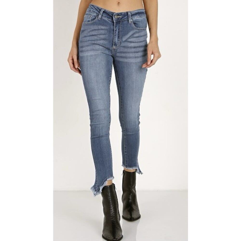 Anthropologie Evidnt Los Angeles Verona Skinny crop ankle Shark Bite Hem Size 26 - Picture 10 of 10